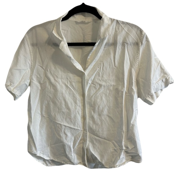 UNIGLO Linen Blend Open Collar Short Sleeve Shirt in Off White Lightweight Airy - Picture 10 of 15